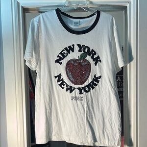 PINK Victoria's Secret Women’s New York Graphic T-Shirt - White